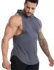 Men's Workout Hooded Tank Tops Sleeveless Gym Training Hoodies Bodybuilding Muscle Cut Off T-Shirt
