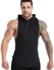 Men's Workout Hooded Tank Tops Sleeveless Gym Training Hoodies Bodybuilding Muscle Cut Off T-Shirt