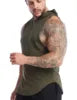 Men's Workout Hooded Tank Tops Sleeveless Gym Training Hoodies Bodybuilding Muscle Cut Off T-Shirt