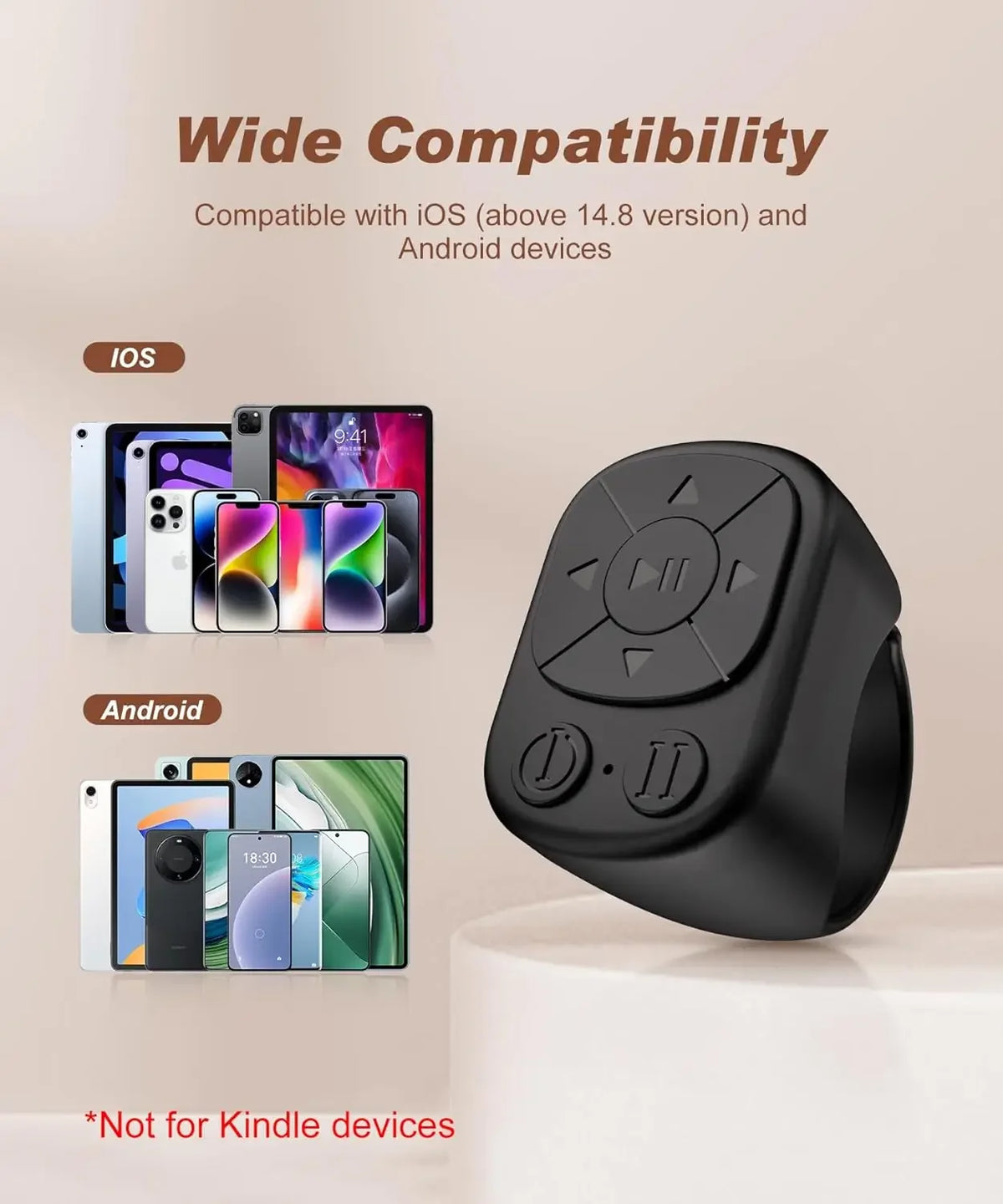 Bluetooth Finger Remote for Selfies & Media