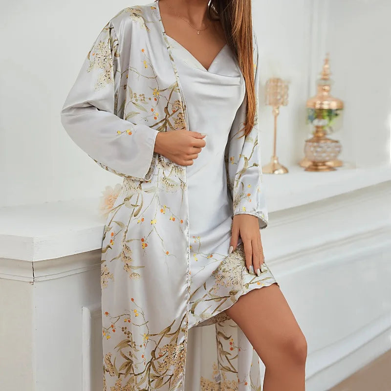Lace-Up Silk Pajama Set — Women's Two-Piece