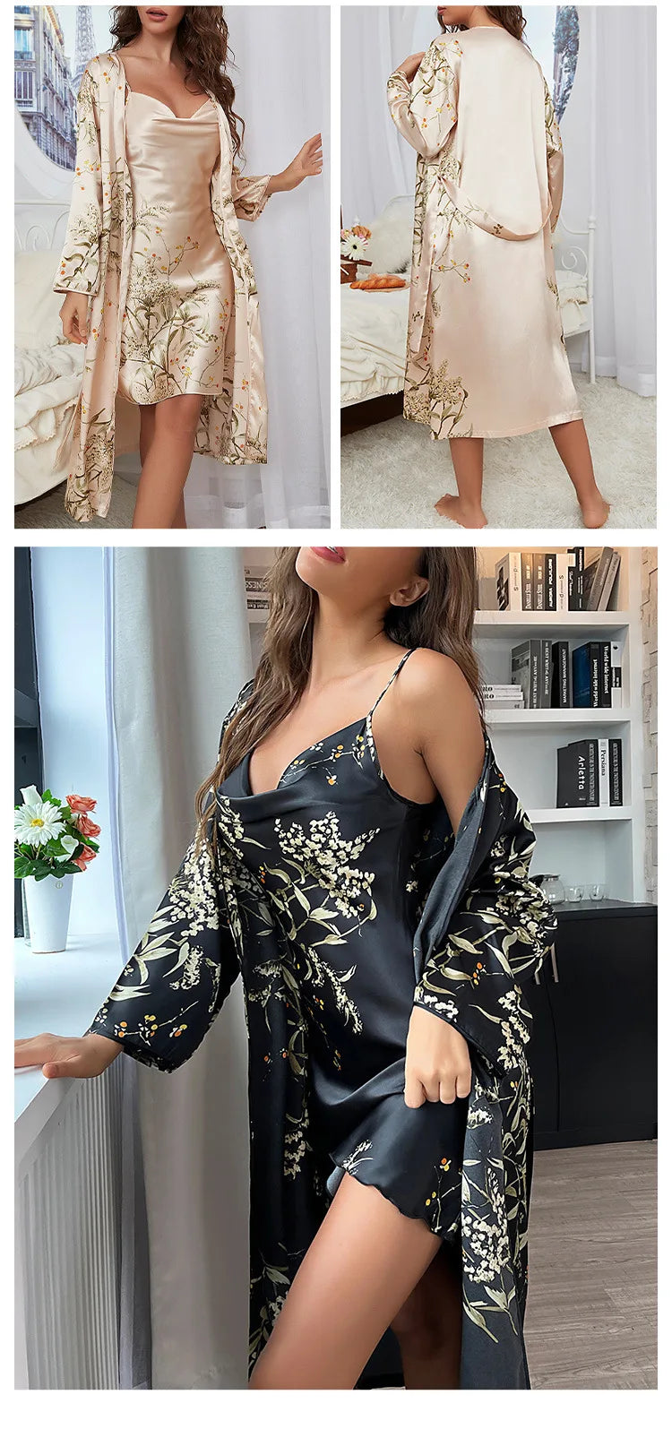 Lace-Up Silk Pajama Set — Women's Two-Piece