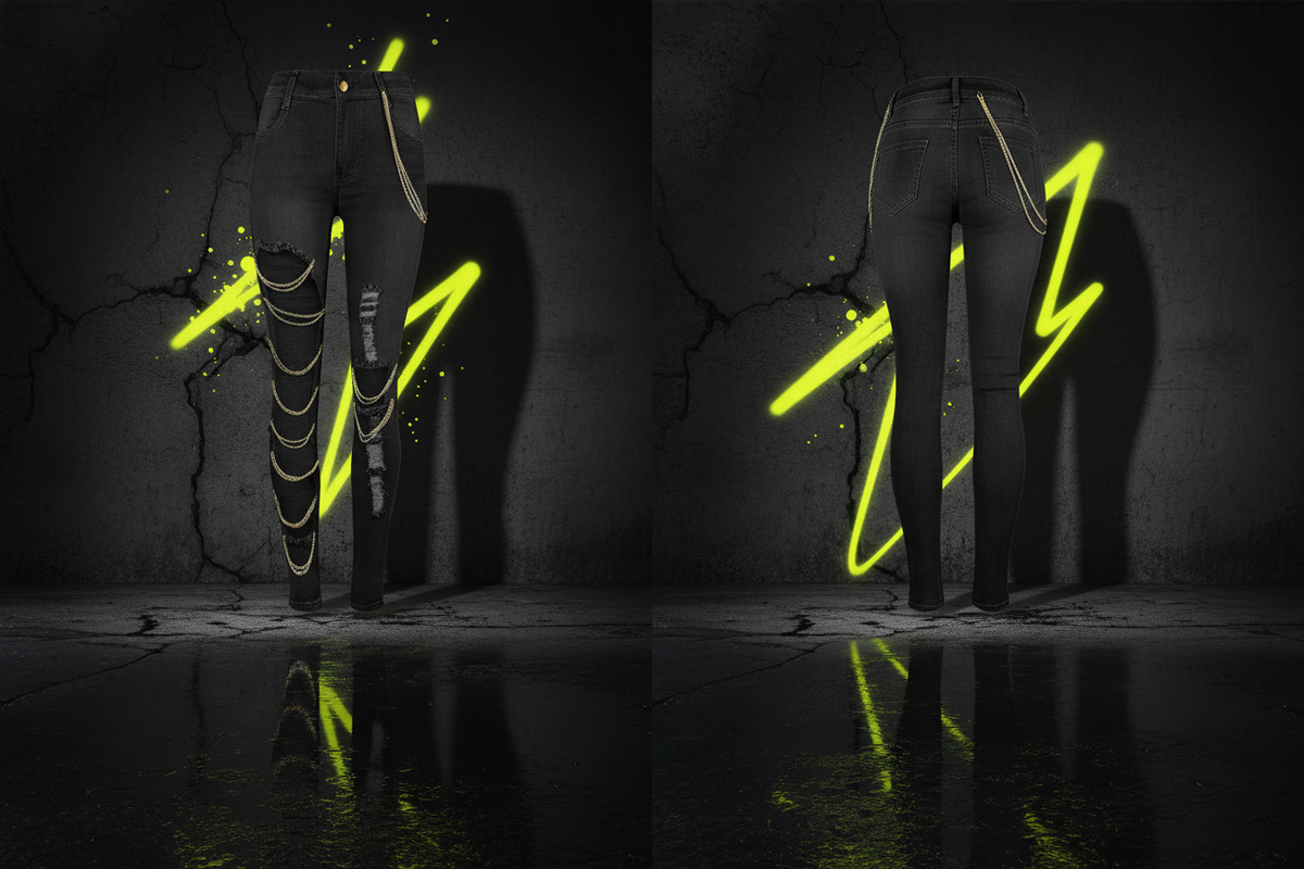 Black Chain Jeans - D14 Style