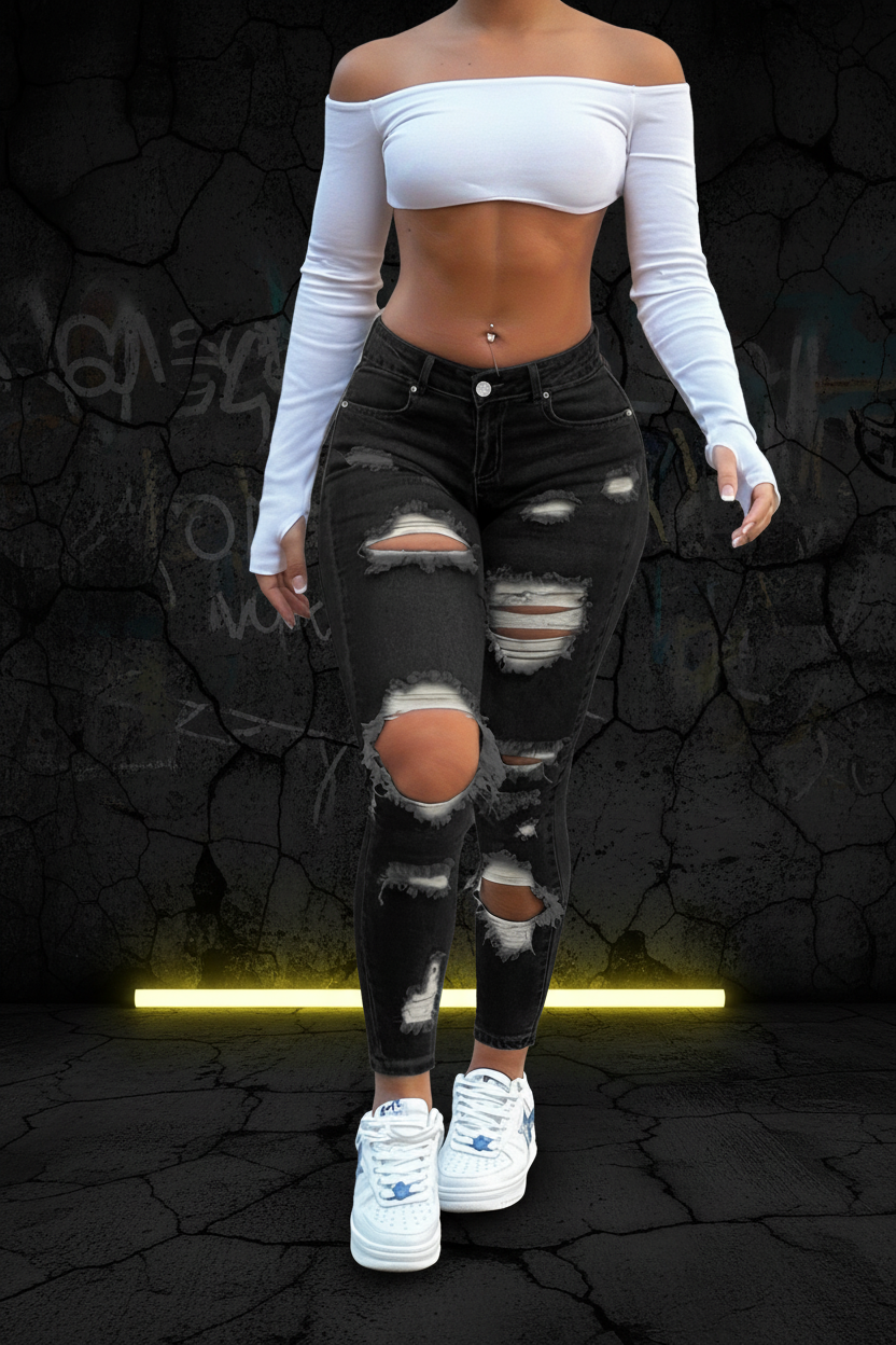 Black Ripped Jeans - D14