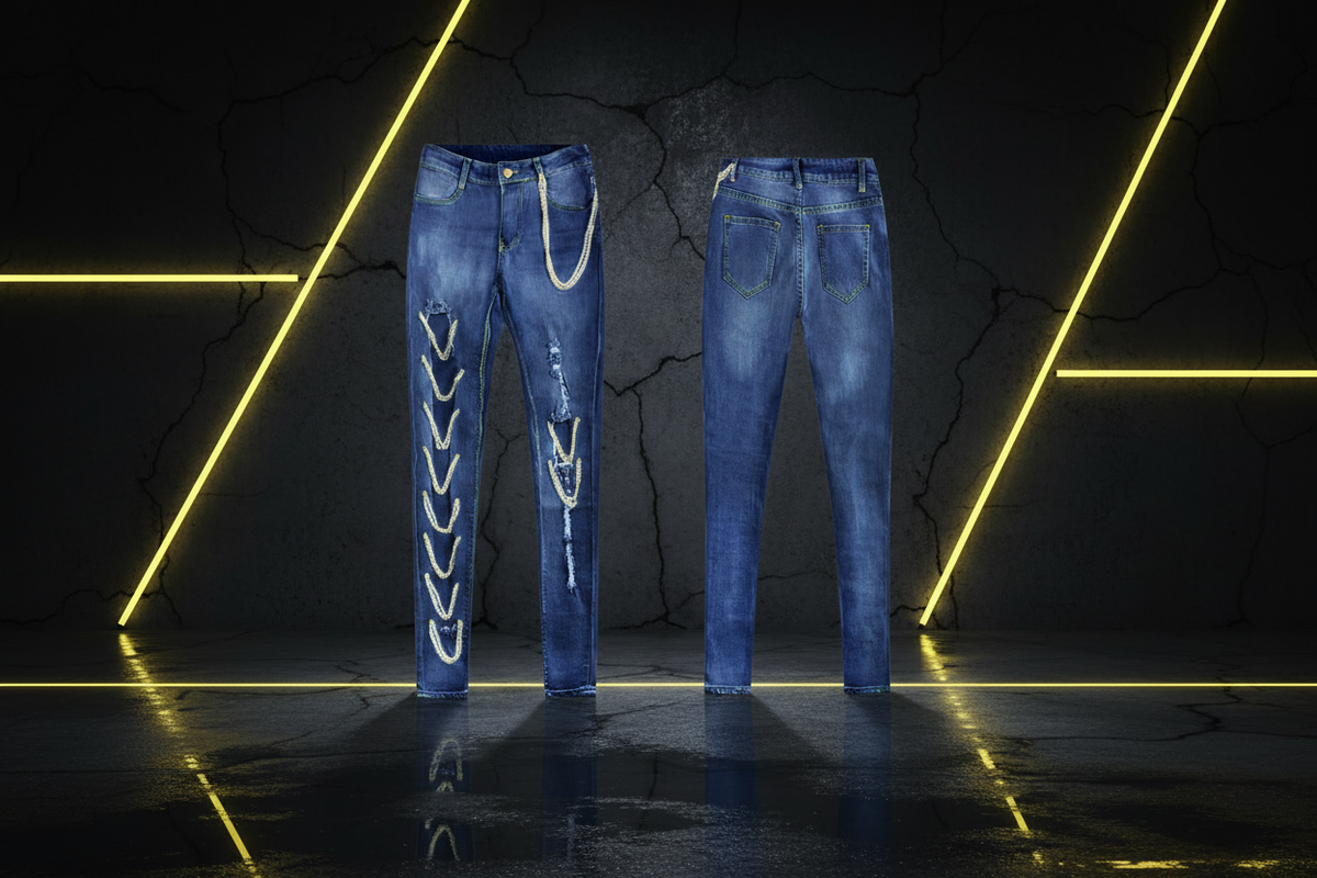 Blue Pearl Lace Jeans - D14 Style