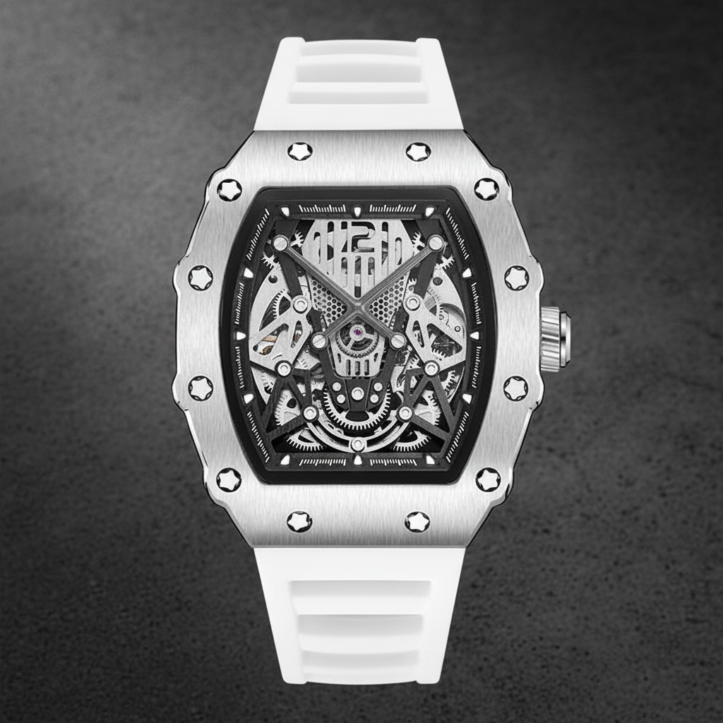 Men's Street Sport Mechanical Watch - White Tape - Front View