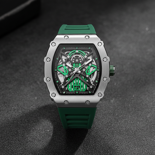 Men's Street Sport Mechanical Watch - Green - Front View