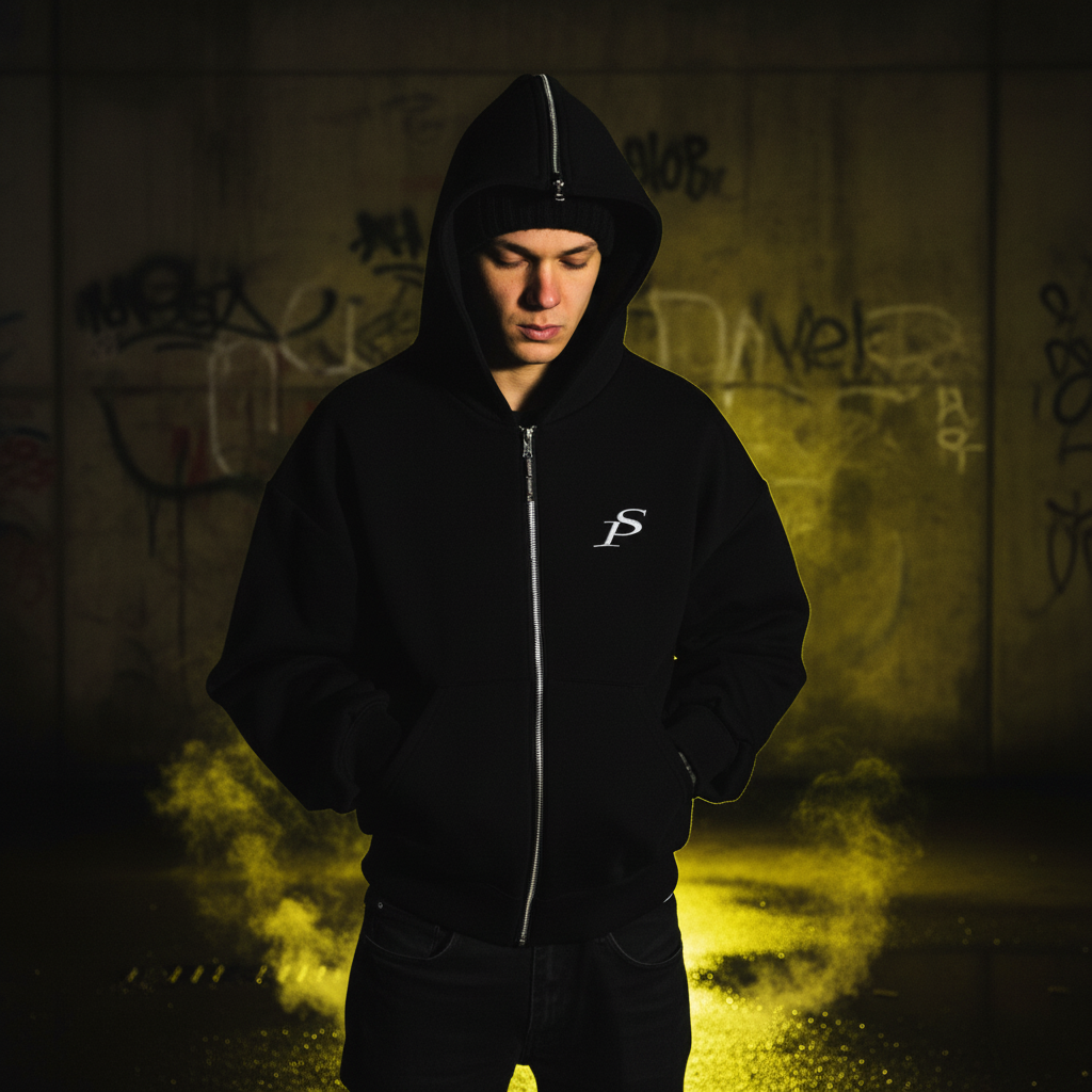 Reversible Zip Hood Sweatshirt - Hood Up Front