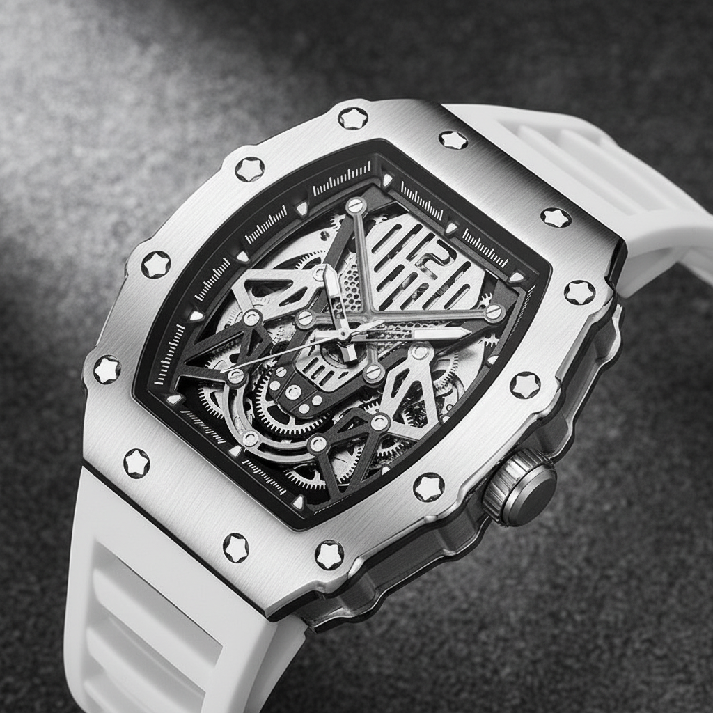 Men's Street Sport Mechanical Watch - White - Front View