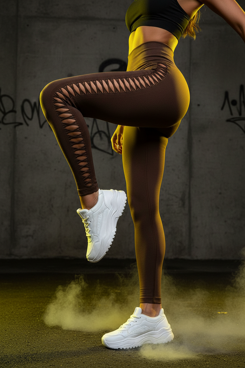 Women's High Waist Sculpt Leggings - Brown