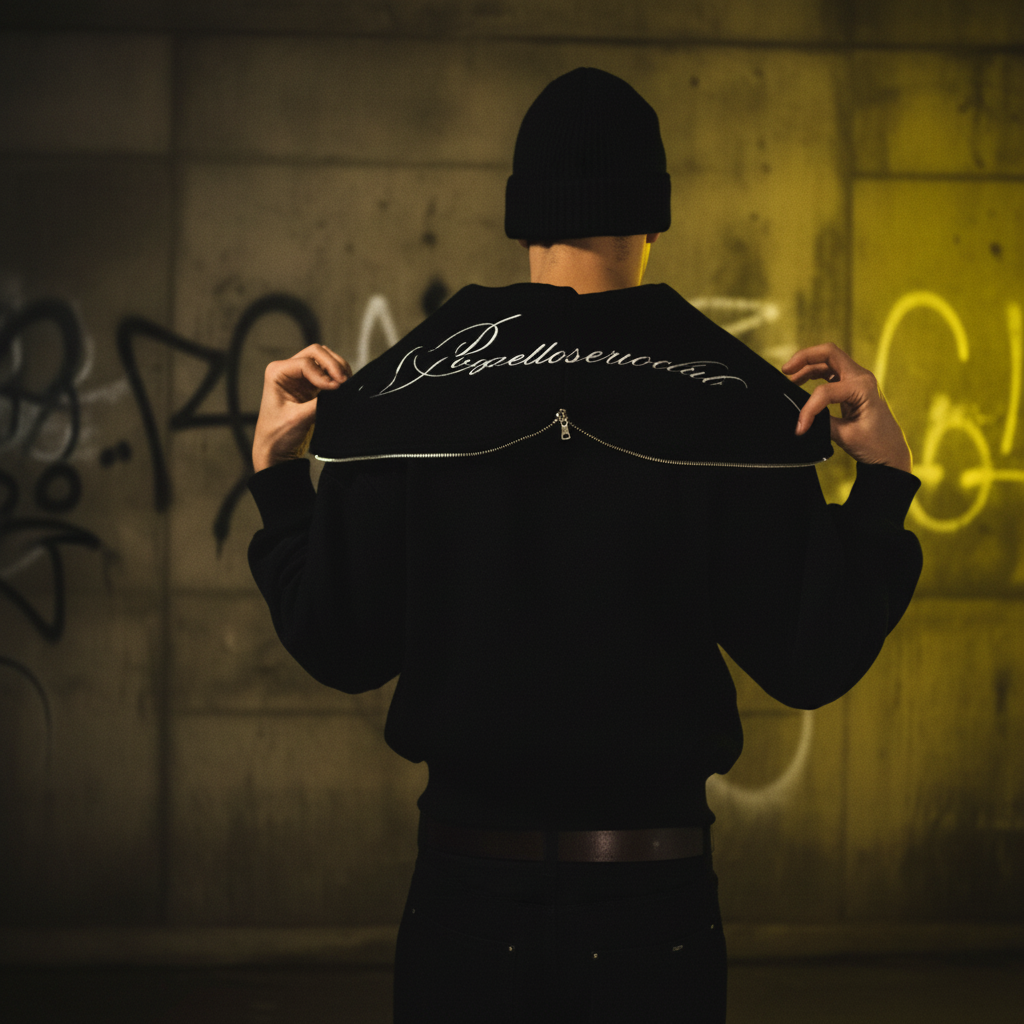 Reversible Zip Hood Sweatshirt - Collar Detail