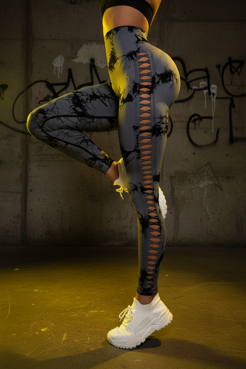 Women's High Waist Sculpt Leggings - Dark Gray Camo