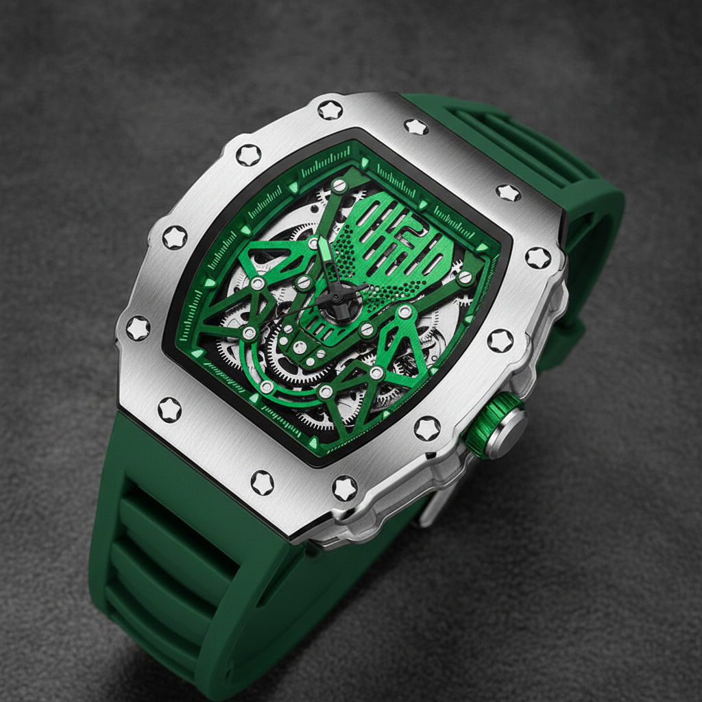 Men's Street Sport Mechanical Watch - Green - Detail View