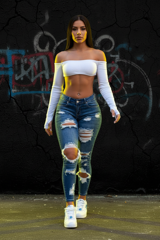 Medium Blue Ripped Jeans - D14